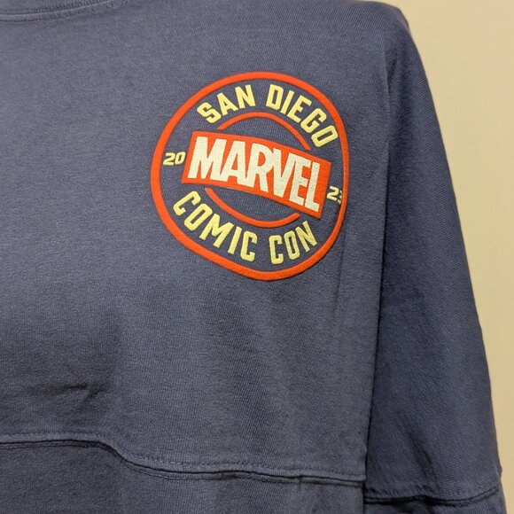 SDCC 2023 Marvel Spirit Jersey NWT Small — Navy Retro MARVEL Back Graphic - Picture 2 of 8